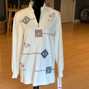 NEW Alfred Dunner 3/4 Zip Top